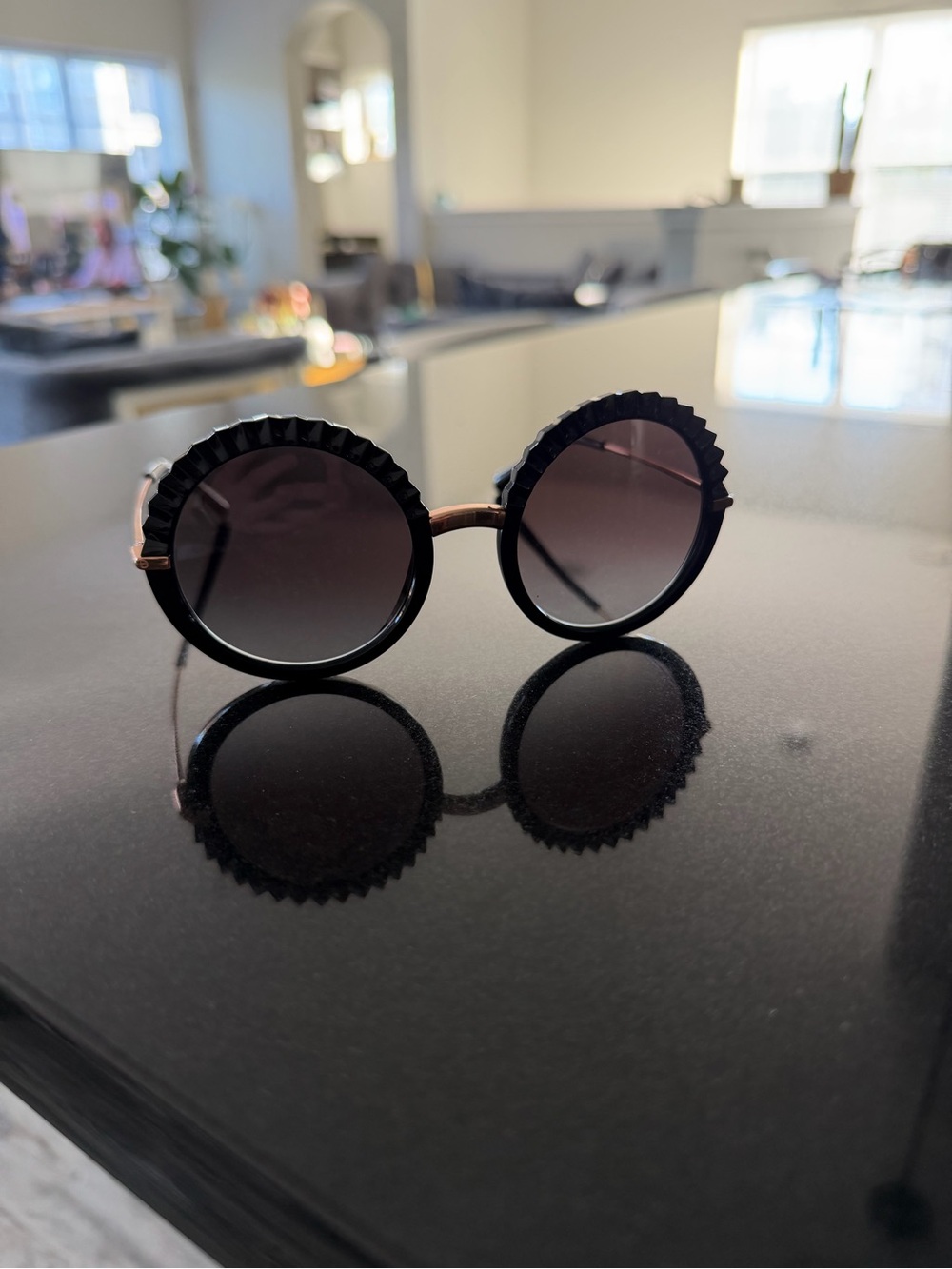 Dolce&Gabbana DG6130 Sunglasses in Black with Rose Gold Temples - Picture 2 of 11